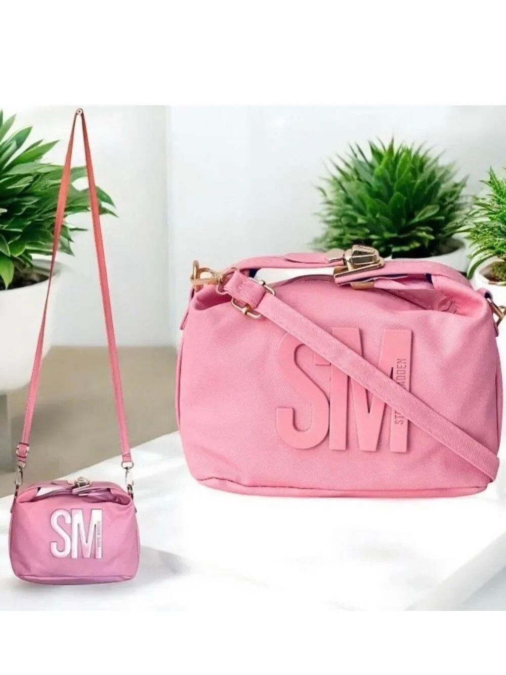 NWT Steve Madden Pink Crossbody Satchel Bag with Detachable Adjustable Strap